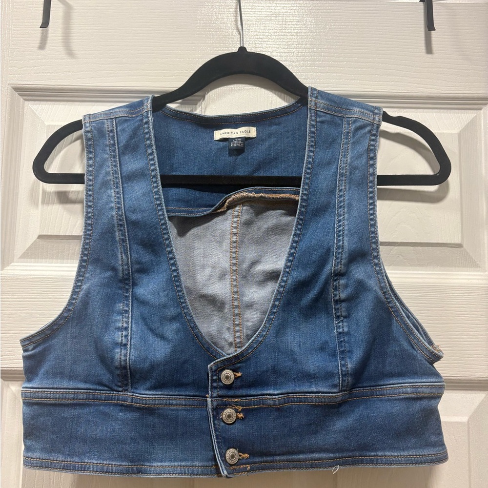 American Eagle Outfitters Blue Denim Vest